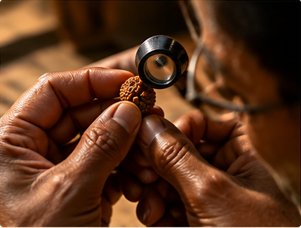 Rudraksha bead detail for verification guidance