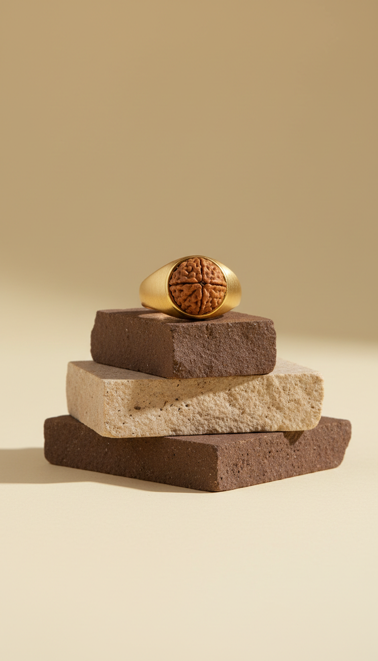 Gold Rudraksha Statement Ring