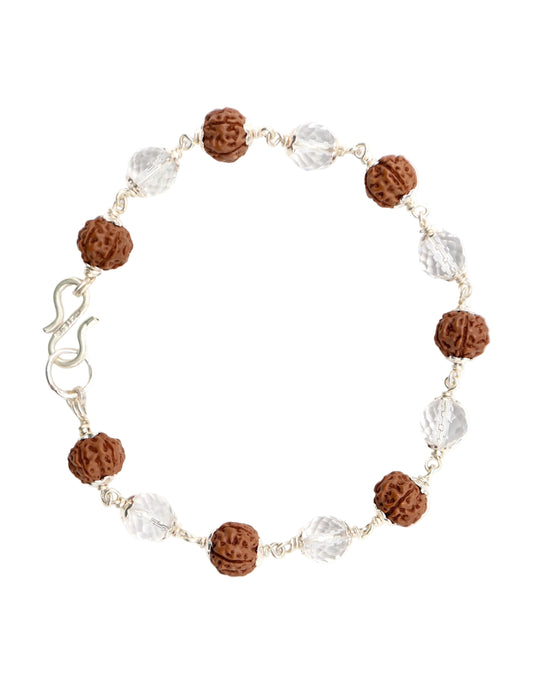 5 Mukhi Rudraksha Sphatik Bracelet | GemRishi