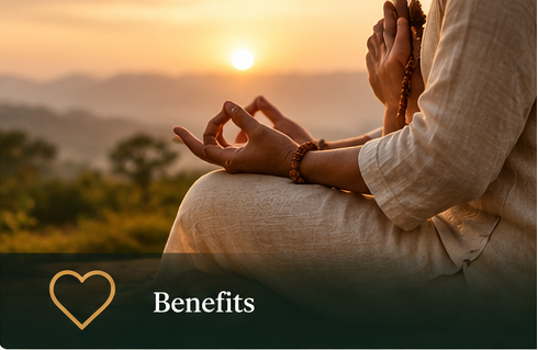 Rudraksha in a quiet prayer or meditation setting